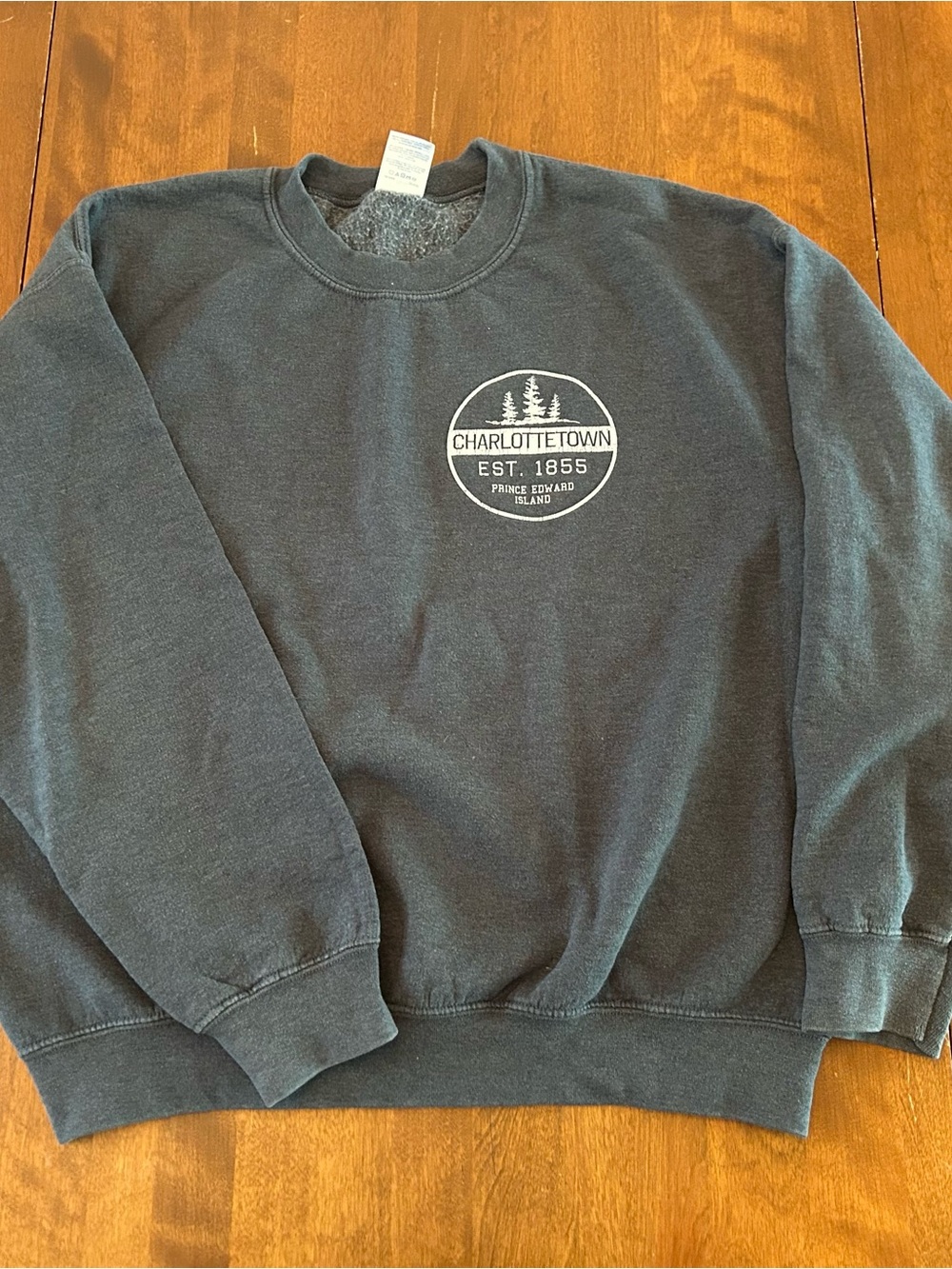 Gildan Charltettetown Est. 1855 Crewneck - Charcoal Gray with White Graphic